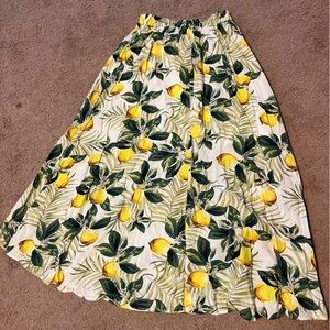 MELLODAY Lemon Leaf Print Skirt
